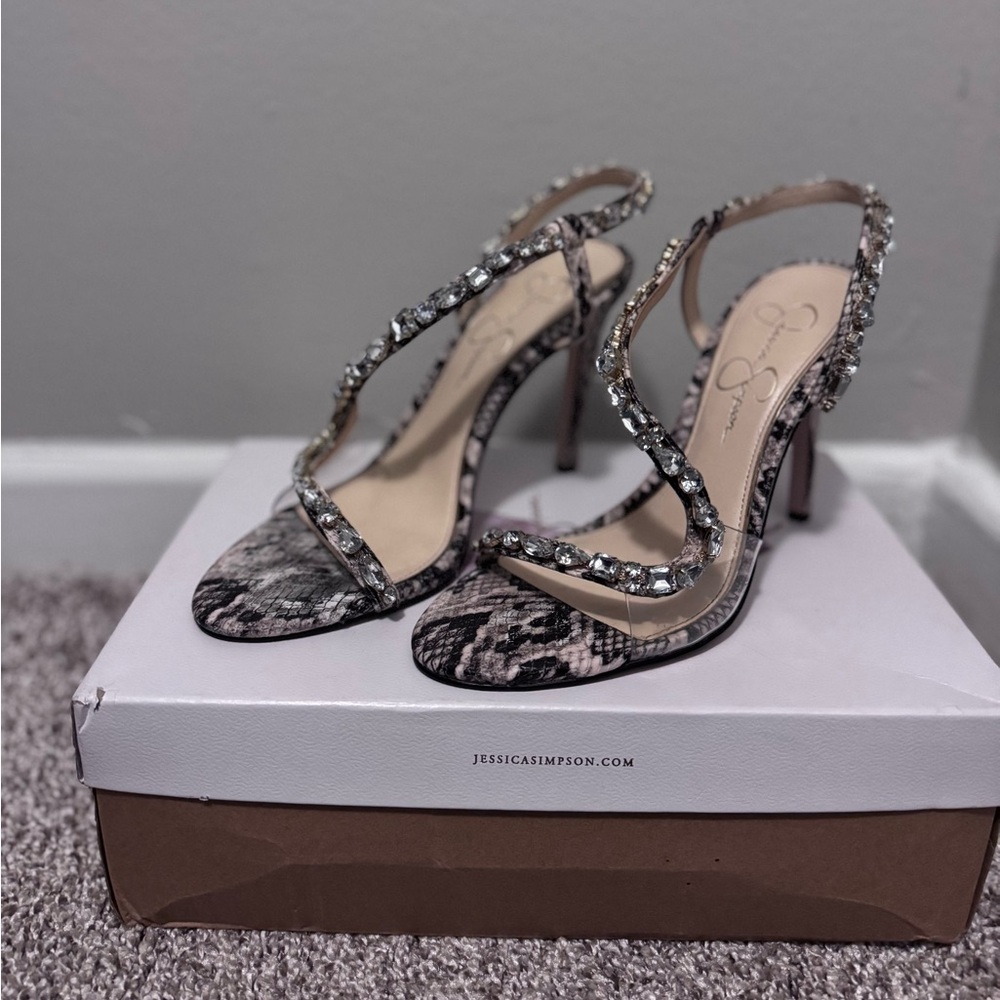 Jessica Simpson Rhinestone Heels - Black and Gray